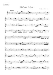Partition violon II, Sinfonia en G major, Si 8, G major, Albinoni, Tomaso