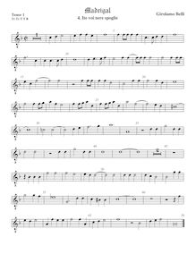 Partition ténor viole de gambe 1, octave aigu clef, Madrigali a 5 voci, Libro 7