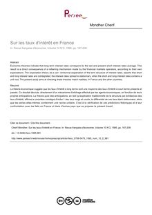 Sur les taux d intérêt en France - article ; n°2 ; vol.10, pg 187-209