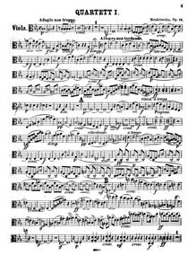 Partition viole de gambe, corde quatuor No.1, Op.12, E♭ Major, Mendelssohn, Felix