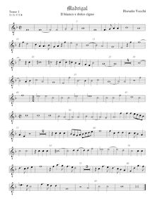 Partition ténor viole de gambe 1, octave aigu clef, Il bianco e dolce cigno