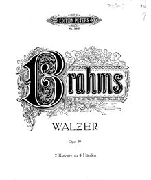 Partition complète, valses, opus 39 par Johannes Brahms