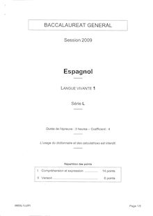 Sujet du bac L 2009: Espagnol LV1