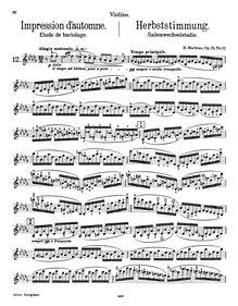 Partition No.12 partition de violon, 24 Caprices pour violon et Piano