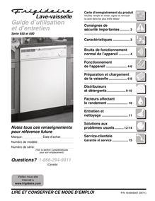 Notice Lave-vaisselle Frigidaire  FDB658RAC0