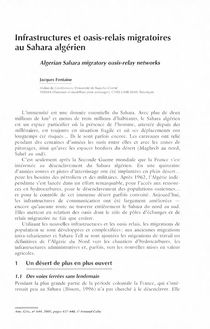 Infrastructures et oasis-relais migratoires au Sahara algérien - article ; n°644 ; vol.114, pg 437-448
