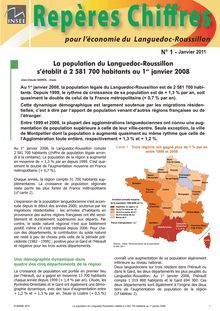 La population du Languedoc-Roussillon s établit à  2 581 700 habitants au 1er janvier 2008
