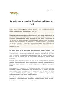 Le point sur la mobilité électrique en France en 2011
