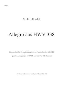 Partition parties, Adagio et Allegro, Handel, George Frideric