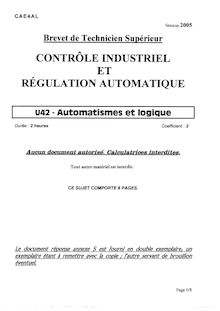 Automatismes et logique 2005 BTS Contrôle industriel et régulation automatique