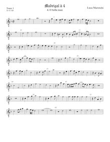 Partition ténor viole de gambe 1, octave aigu clef, madrigaux pour 4 voix