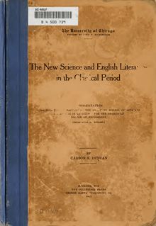 The new science and English literature in the classical period ..