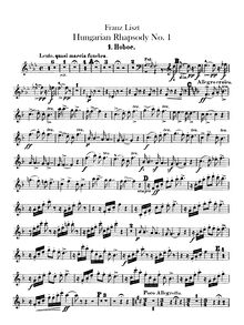 Partition hautbois 1, 2, Hungarian Rhapsody No.14, Lento, quasi marcia funebre