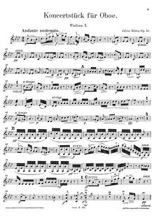 Partition violon I, Konzertstück für hautbois, Rietz, Julius