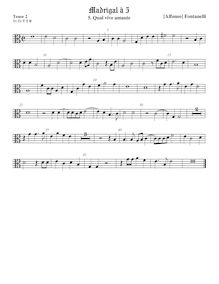 Partition ténor viole de gambe 2, alto clef, Primo Libro di Madrigali par Alfonso Fontanelli