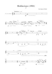 Partition , clarinette , partie, Meditaciones, Marín García, Luis Ignacio par Luis Ignacio Marín García