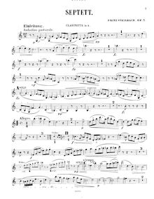 Partition clarinette, Septett für Hoboe, Clarinette, cor, Violine, viole de gambe, violoncelle und Pianoforte