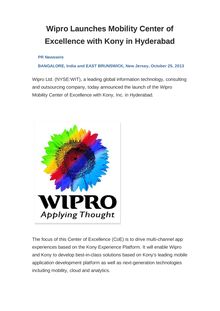 Wipro Launches Mobility Center of Excellence with Kony in Hyderabad
