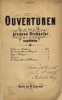 Partition couverture couleur, Die Felsenmühle von Estalières, Romantische Oper in zwei Akten