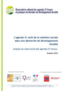 L agenda 21 outil de la cohésion sociale dans une démarche de développement durable. Analyse du volet social des agendas 21 locaux.