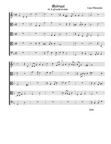 Partition 4, E gl occhi al cieloComplete score - original key (Tr T T T B), madrigaux pour 5 voix