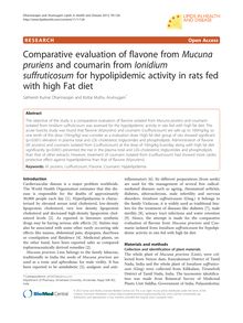 Comparative evaluation of flavone from Mucuna pruriens and coumarin from Ionidium suffruticosum for hypolipidemic activity in rats fed with high Fat diet