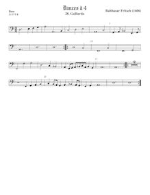 Partition viole de basse, pavanes et Galliards à 4, Fritsch, Balthasar par Balthasar Fritsch