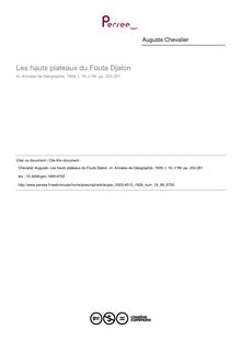 Les hauts plateaux du Fouta Djalon - article ; n°99 ; vol.18, pg 253-261