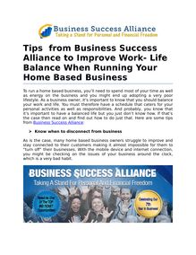 Business Success Alliance Tips to Improve Work- Life Balance