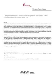 L emploi industriel a de nouveau augmenté de 1968 à 1969 - article ; n°1 ; vol.7, pg 17-26