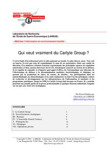 Le Carlyle Group - Qui veut vraiment du Carlyle Group ?