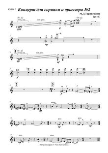 Partition violons II, violon Concerto No.2, Op.107, Tariverdiev, Mikaėl