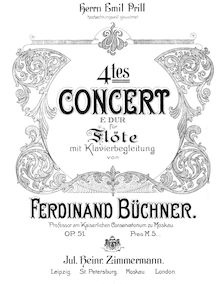 Partition complète, flûte Concerto No.4, Op.51, E major, Büchner, Ferdinand