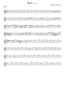 Partition ténor viole de gambe, octave aigu clef, Duodecim bicinia sine textu par Orlande de Lassus