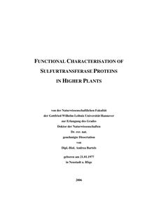 Functional characterisation of sulfurtransferase proteins in higher plants [Elektronische Ressource] / von Andrea Bartels
