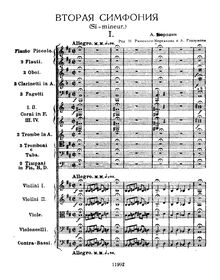 Partition complète, Symphony No. 2, Borodin, Aleksandr