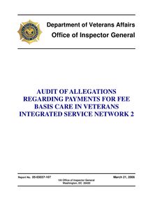 Department of Veterans Affairs Office of Inspector General Audit of  Allegations Regarding ayments for