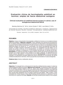 Evaluación clínica de hernioplastia umbilical en bovinos: empleo de fascia abdominal autógena