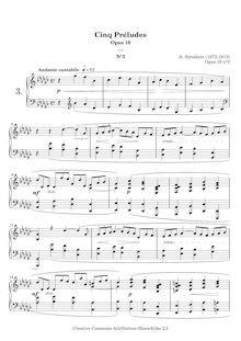 Partition Prelude No.3, Préludes Op.16, Scriabin, Aleksandr