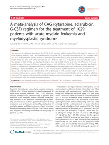 A meta-analysis of CAG (cytarabine, aclarubicin, G-CSF) regimen for the treatment of 1029 patients with acute myeloid leukemia and myelodysplastic syndrome