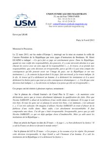 L USM porte plainte contre Henri Guaino