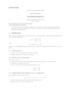 Mathématiques 2002 Classe Prepa HEC (ECO) Concours Ecricome