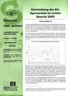 Entwicklung der EU-Agrarpreise im ersten Quartal 2003