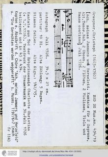 Partition complète, Ach meines Jammers Herzeleid, GWV 1175/26b, G minor