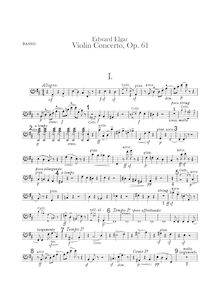 Partition Basses, violon Concerto en B minor, Op.61, B minor, Elgar, Edward