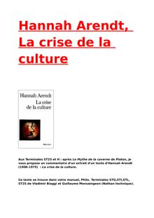 Hannah Arendt, La crise de la culture & Co