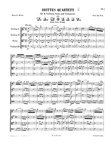 Partition complète, corde quatuor No.3, Divertimento, G major, Mozart, Wolfgang Amadeus par Wolfgang Amadeus Mozart