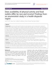 Does availability of physical activity and food outlets differ by race and income? Findings from an enumeration study in a health disparate region