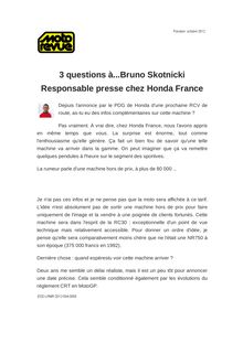 3 questions à...Bruno Skotnicki Responsable presse chez Honda France