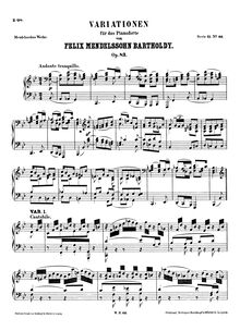 Partition complète (filter), Variations, Op.83, Mendelssohn, Felix